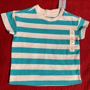 Cat & Jack Teal and White Striped Kids Tee